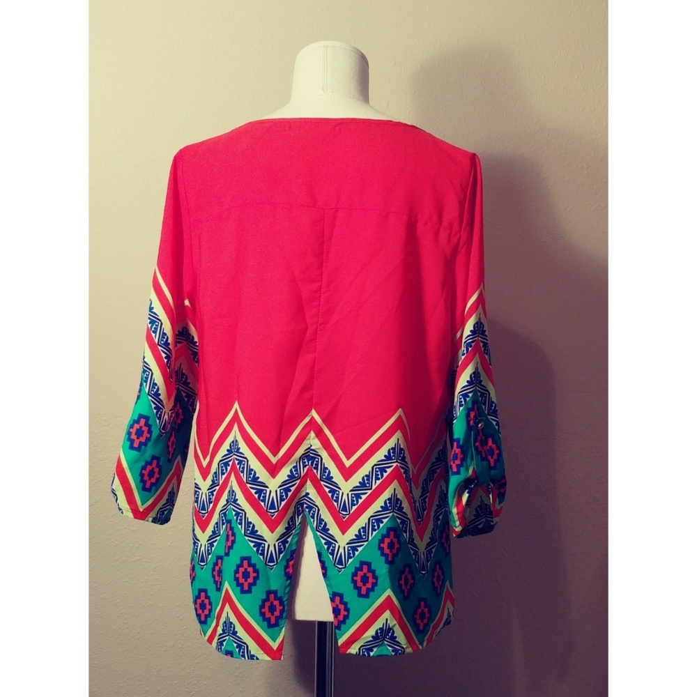 Colorful Aztec Print Tunic Blouse - Picture 2 of 4